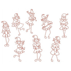 Stickserie - Line Art Weihnachtselfe